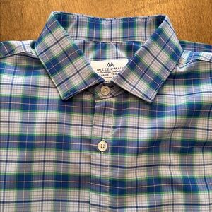 Mizzen+Main XL Trim Fit Blue, Green & Pink Plaid Shirt